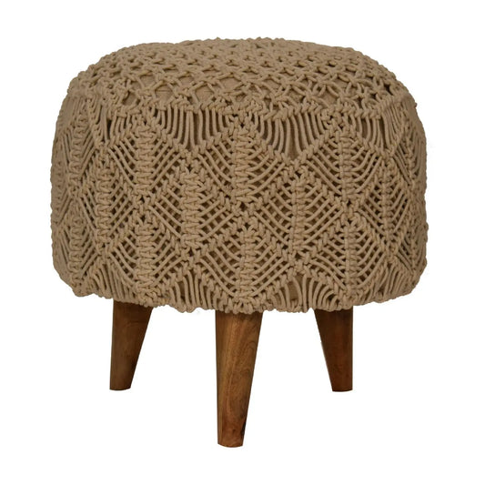 Crotchet Beige Footstool - Living with Luxury
