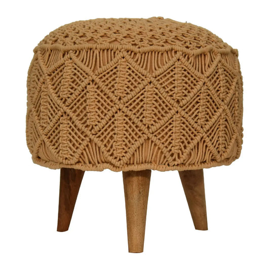 Crotchet Mustard Footstool - Living with Luxury