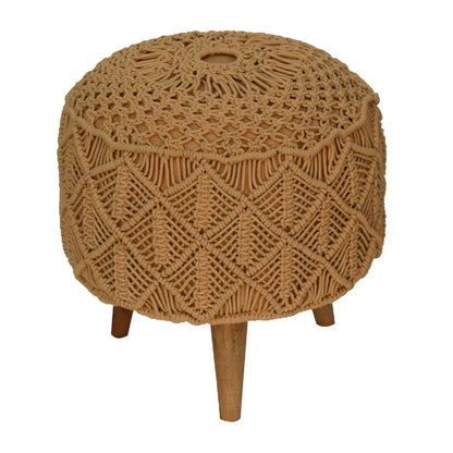 Crotchet Mustard Footstool - Living with Luxury