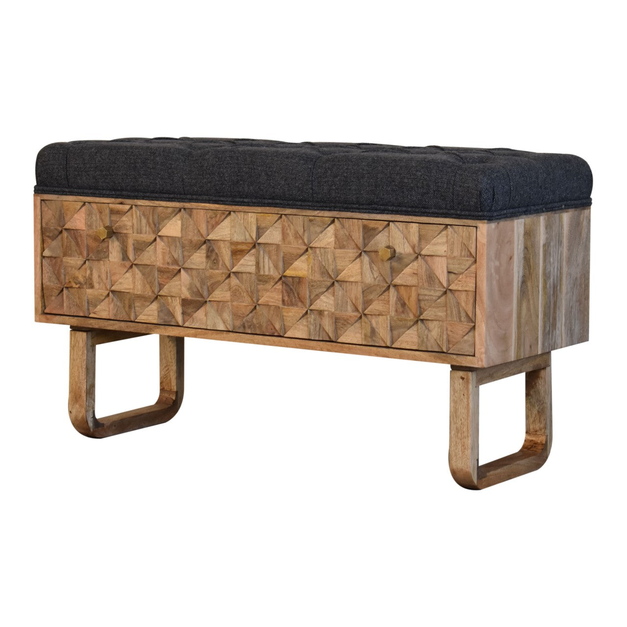 'U' Black Tweed Pineapple Bench Living with Luxury