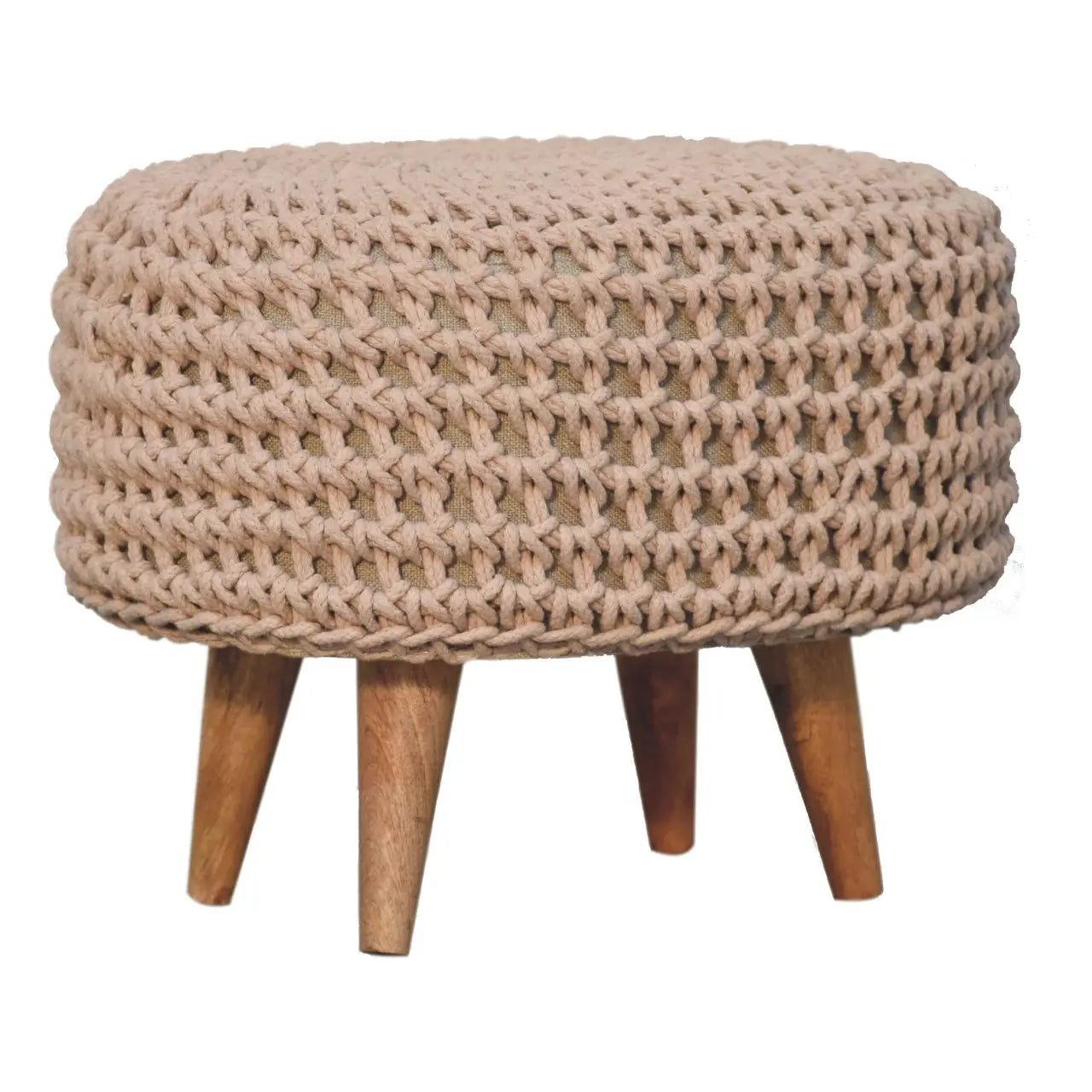 Keeva Beige Oblong Footstool - Living with Luxury