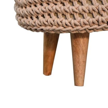 Keeva Beige Oblong Footstool - Living with Luxury