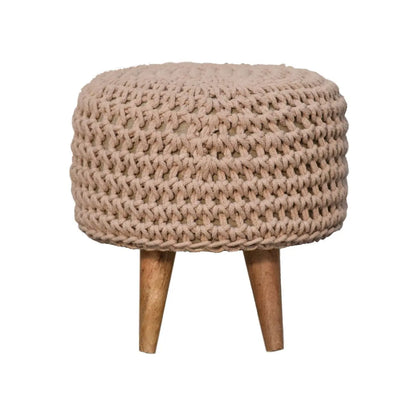 Keeva Beige Oblong Footstool - Living with Luxury