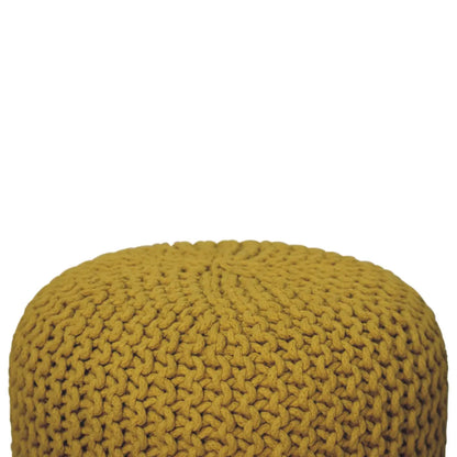 Keeva Mustard Round Footstool - Living with Luxury