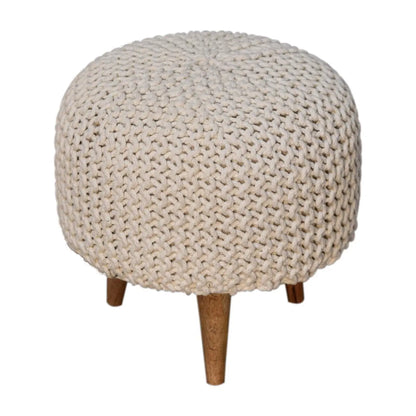 Keeva White Round Footstool - Living with Luxury