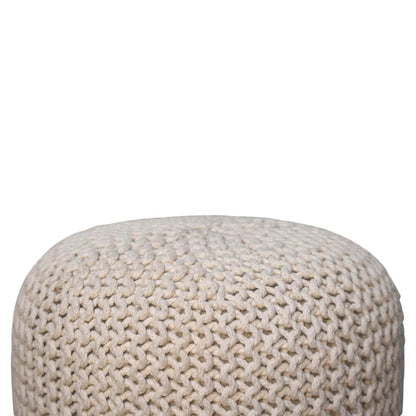 Keeva White Round Footstool - Living with Luxury