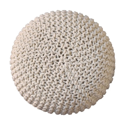 Keeva White Round Footstool - Living with Luxury