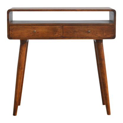 Curved Chestnut Console Table - Living with Luxury