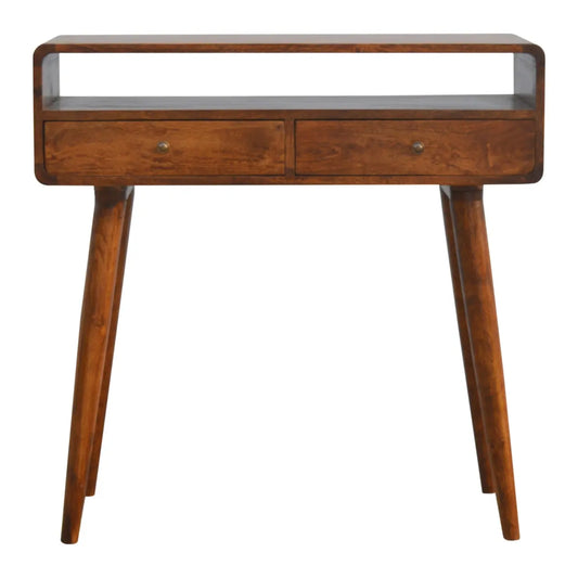 Curved Chestnut Console Table - Living with Luxury