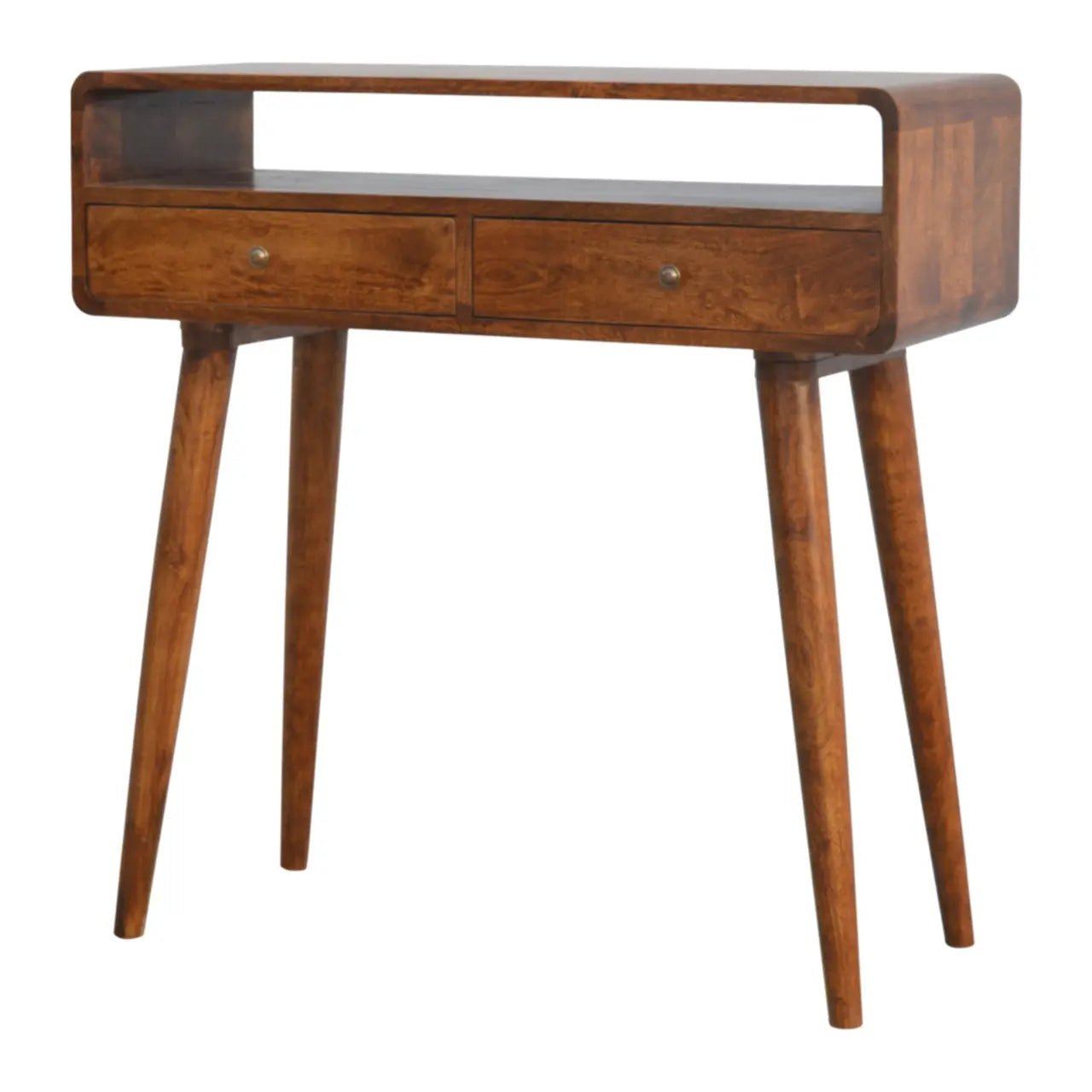 Curved Chestnut Console Table - Living with Luxury