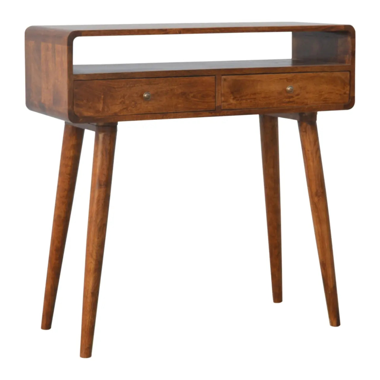 Curved Chestnut Console Table - Living with Luxury