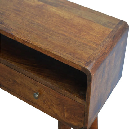 Curved Chestnut Console Table - Living with Luxury