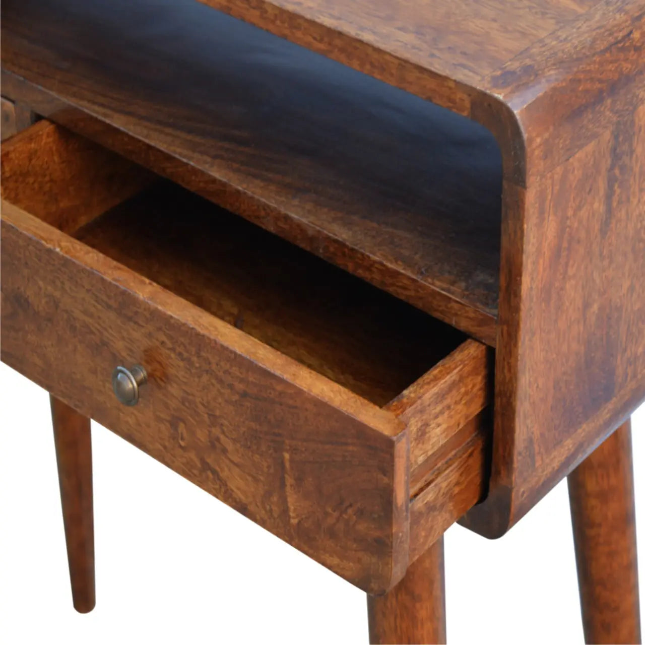 Curved Chestnut Console Table - Living with Luxury