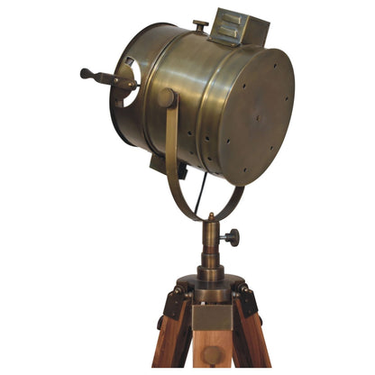 Brass Antique Tripod Fold Spotlight Floor Lamp