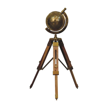 Brass Antique Tripod Globe - Living with Luxury