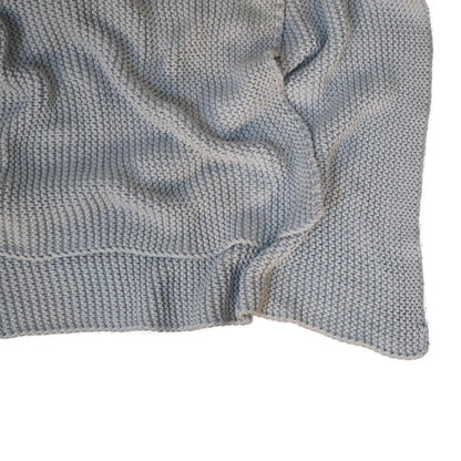 Double Blue Knit Throw - Living with Luxury