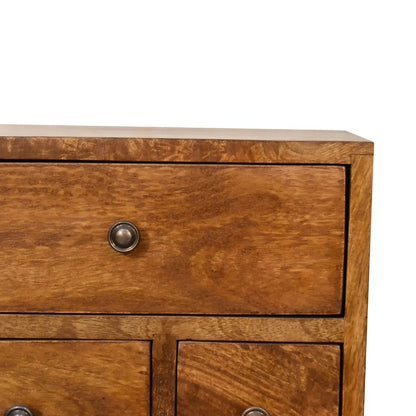 Compact and Stylish 4 Drawer Chestnut Bedside Table