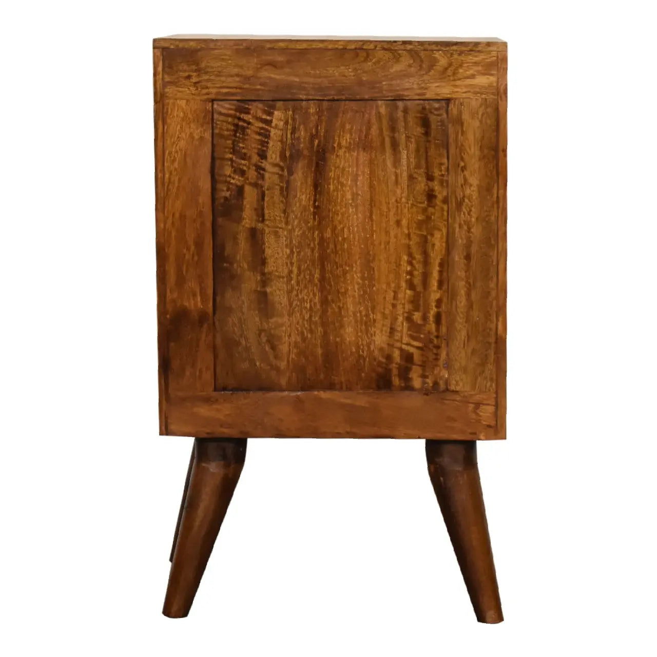 4 Drawer Multi Chestnut Bedside Table in a Rustic Bedroom Décor