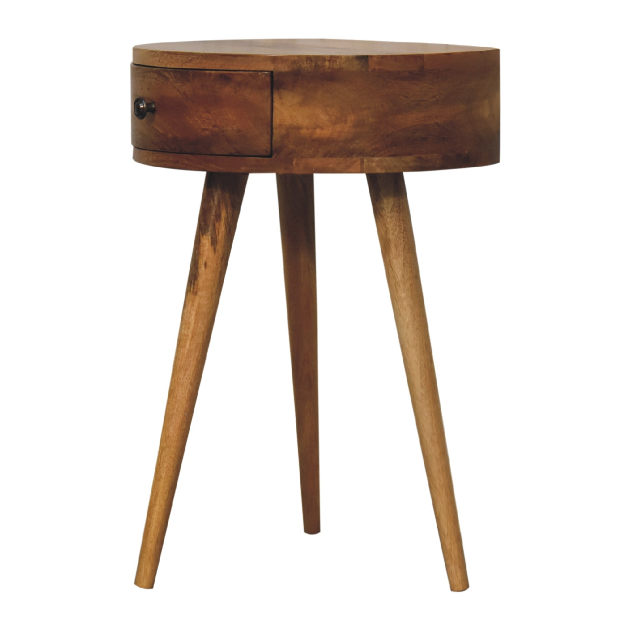 Mini Oak-ish Circular Shape Bedside - Living with Luxury
