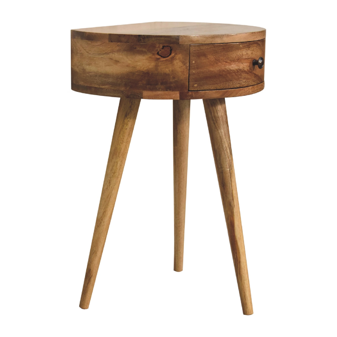 Mini Oak-ish Circular Shape Bedside - Living with Luxury