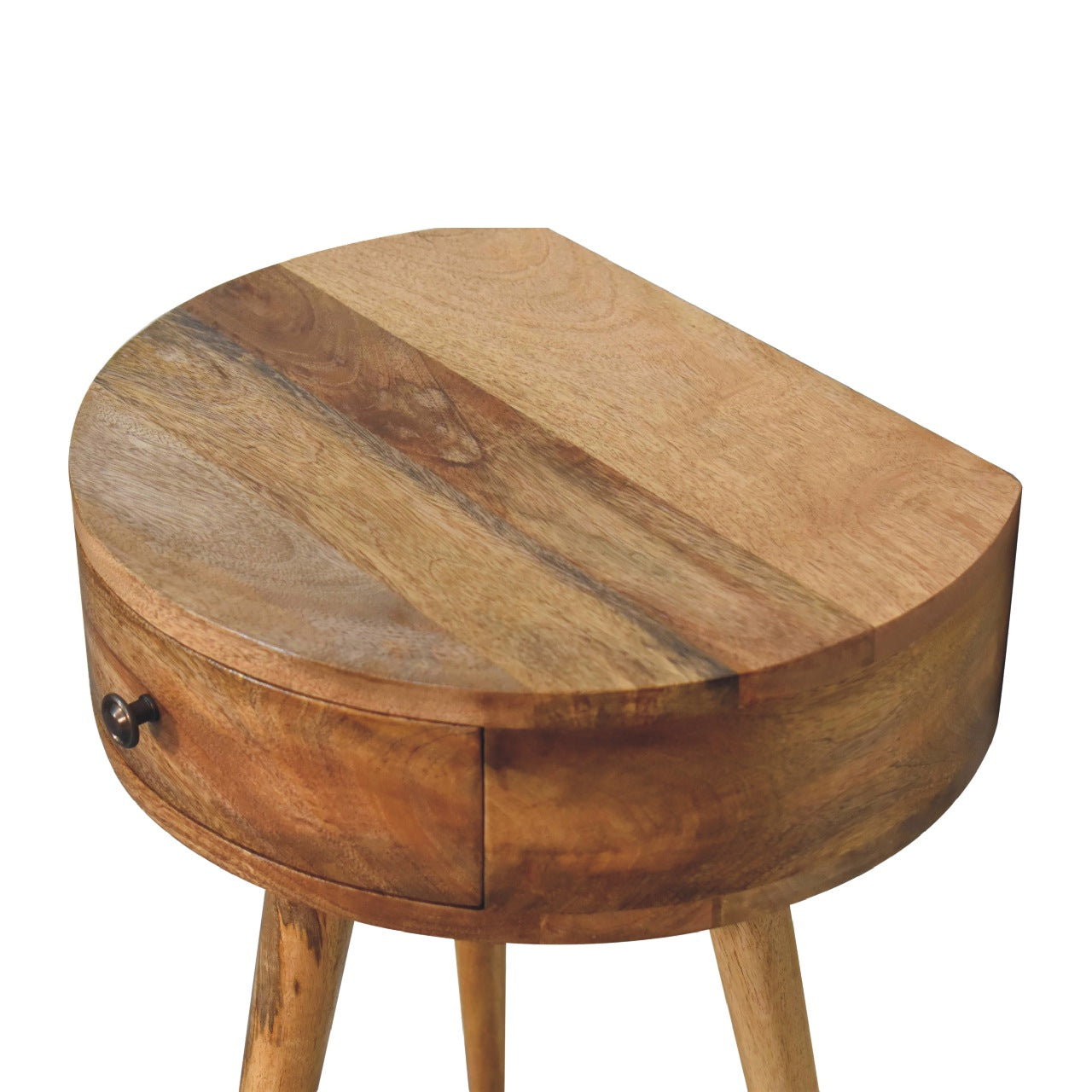 Mini Oak-ish Circular Shape Bedside - Living with Luxury