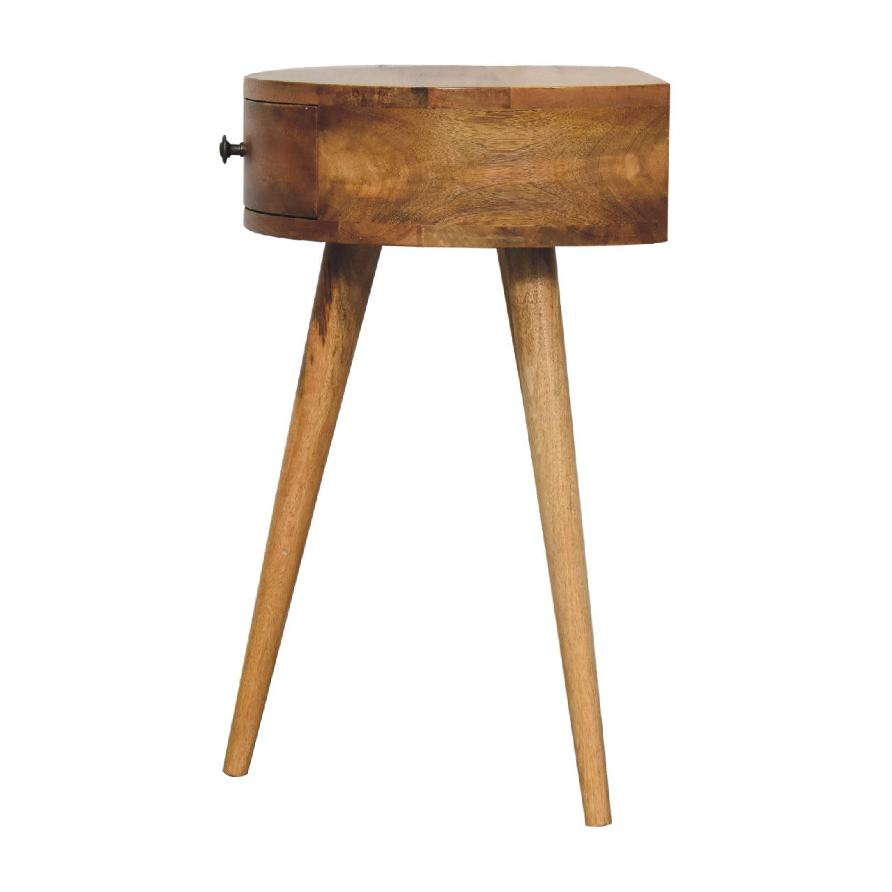 Mini Oak-ish Circular Shape Bedside - Living with Luxury