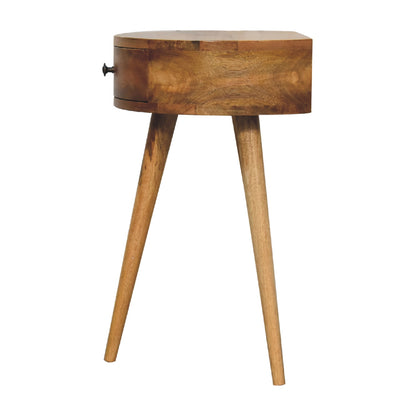 Mini Oak-ish Circular Shape Bedside - Living with Luxury