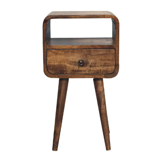 Mini Grey Wash Curve Open Bedside - Living with Luxury