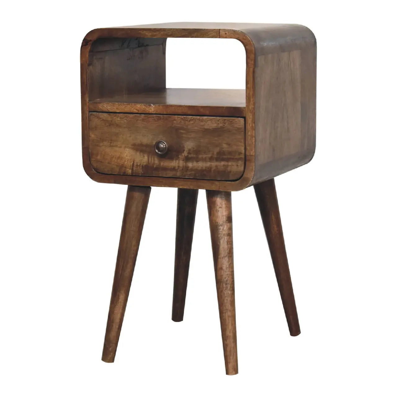 Mini Grey Wash Curve Open Bedside - Living with Luxury