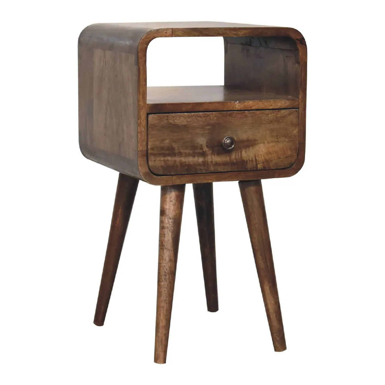 Mini Grey Wash Curve Open Bedside - Living with Luxury