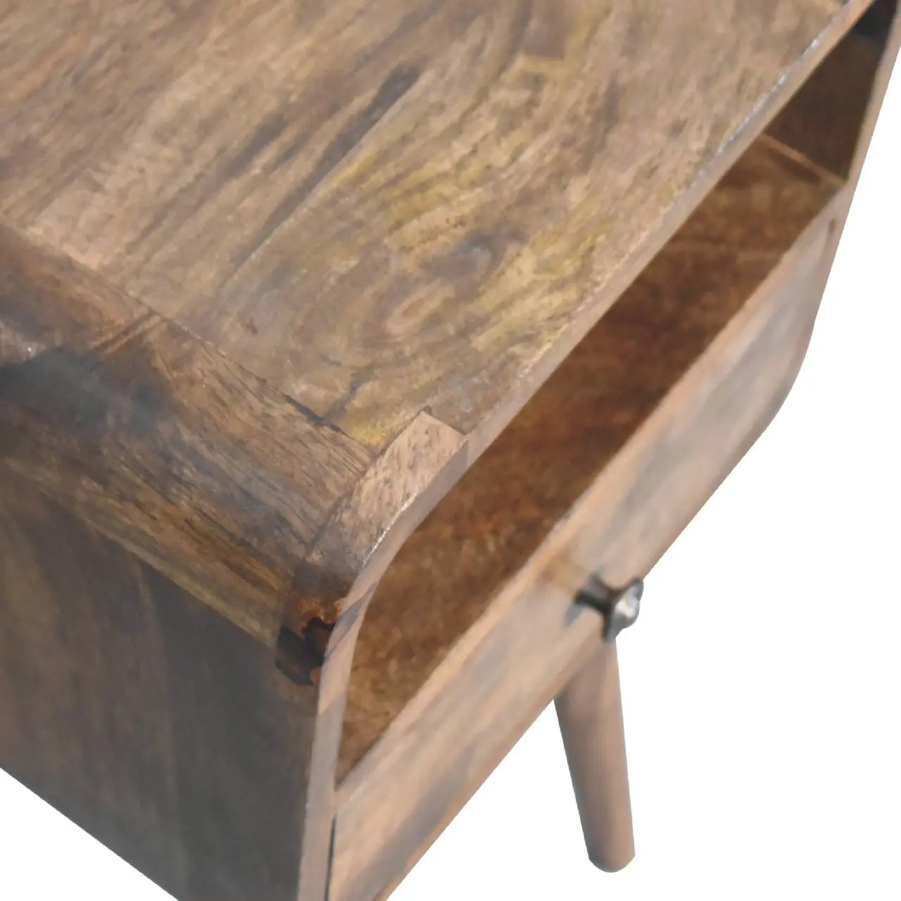 Mini Grey Wash Curve Open Bedside - Living with Luxury