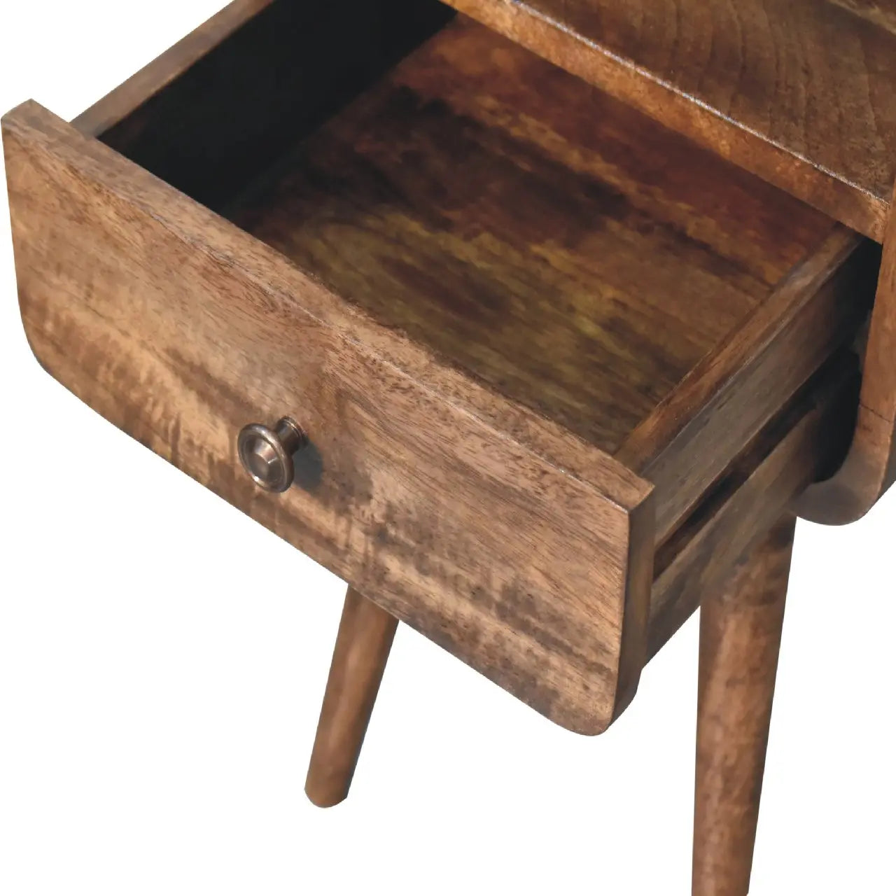 Mini Grey Wash Curve Open Bedside - Living with Luxury