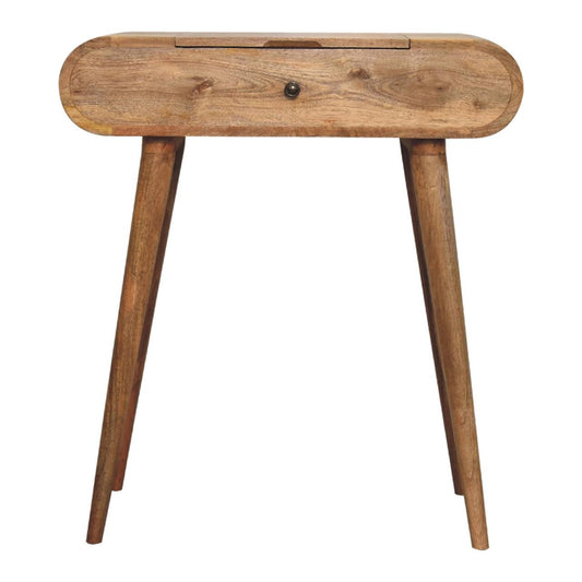 Mini Oak-ish Round Dressing Table - Living with Luxury