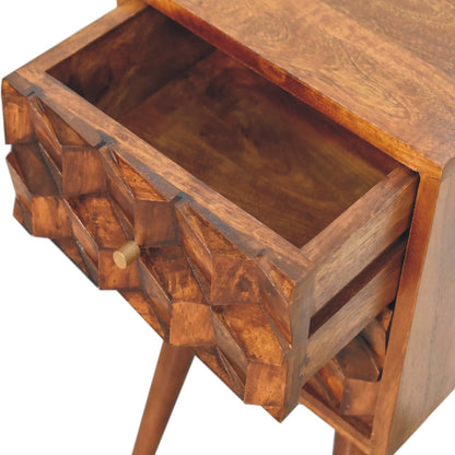 Mini Chestnut Cube 2 Drawer Bedside Living with Luxury