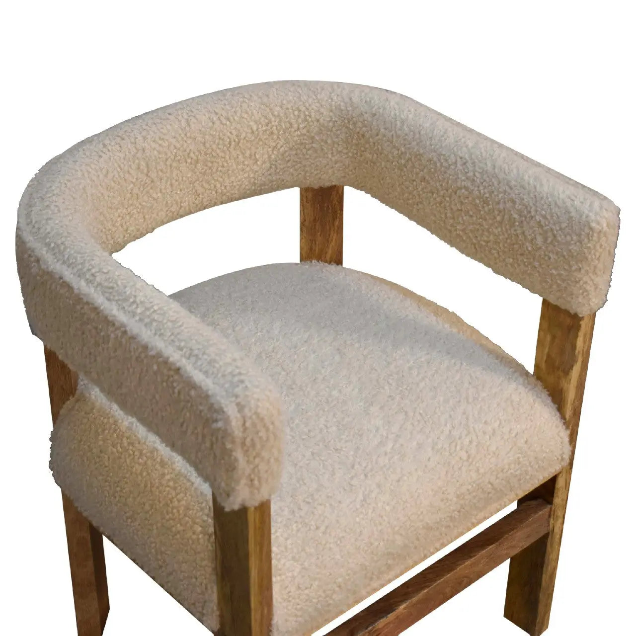 Cream Boucle Solid Wood Chair - Living with Luxury