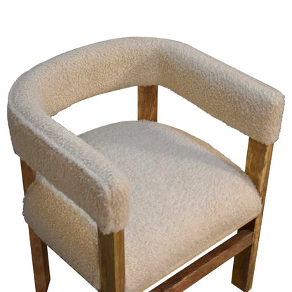Cream Boucle Solid Wood Chair - Living with Luxury