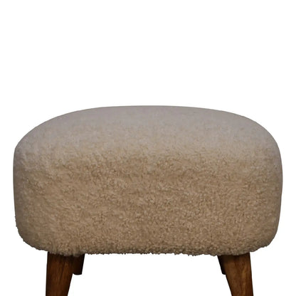 Boucle Cream Square Footstool - Living with Luxury