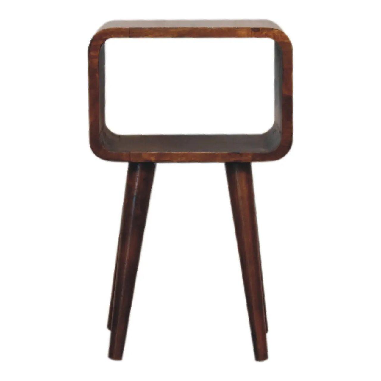 Mini Chestnut Curved Open Bedside - Living with Luxury