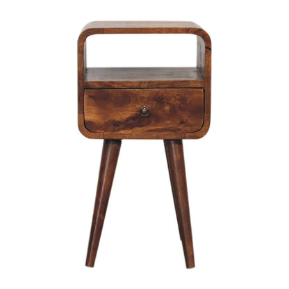 Mini Chestnut Curve Open Bedside - Living with Luxury