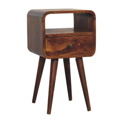 Mini Chestnut Curve Open Bedside - Living with Luxury