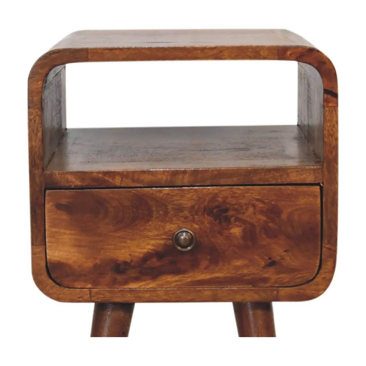 Mini Chestnut Curve Open Bedside - Living with Luxury