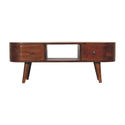 Chestnut Round Open Media Unit - Living with Luxury