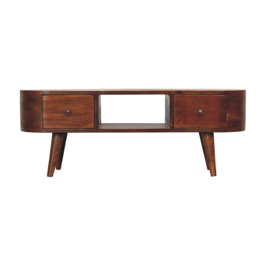 Chestnut Round Open Media Unit - Living with Luxury