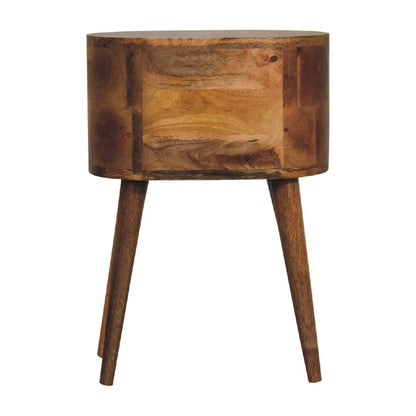 Mini Oak-ish Rounded Bedside Table - Living with Luxury