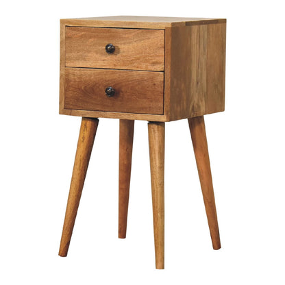 Mini 2 Drawer Oak-ish Bedside - Living with Luxury