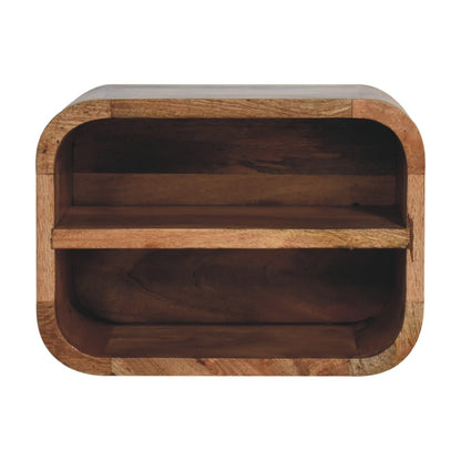 Oak-ish Floating Open Curve Bedside - Living with Luxury