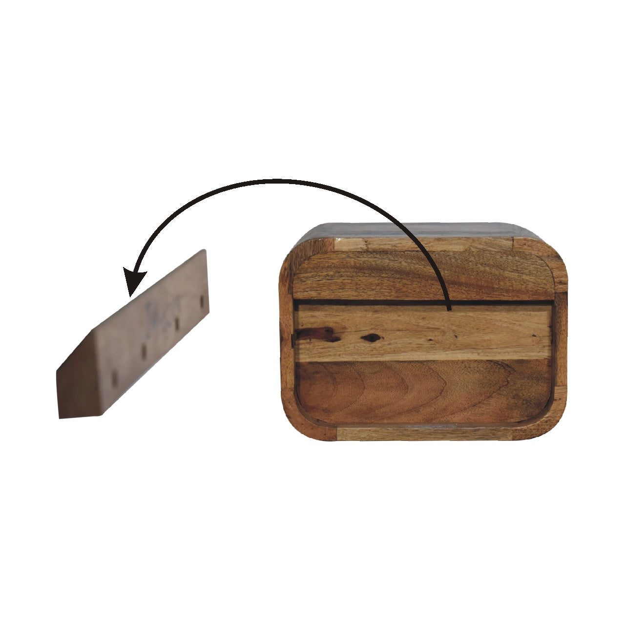 Oak-ish Floating Open Curve Bedside - Living with Luxury