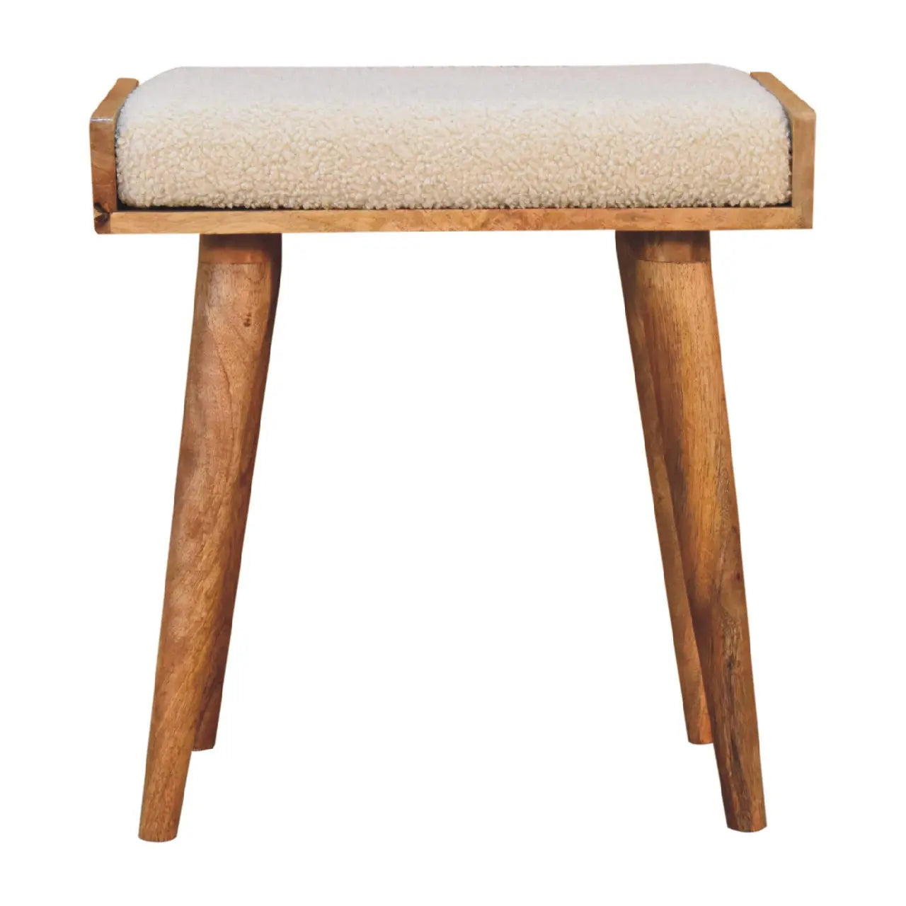 Boucle Cream Tray Style Footstool - Living with Luxury