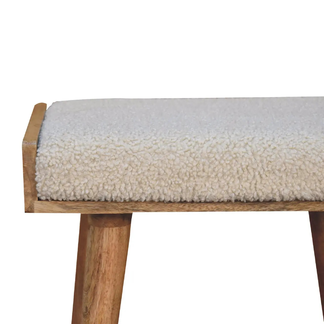 Boucle Cream Tray Style Footstool - Living with Luxury