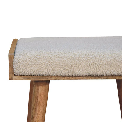 Boucle Cream Tray Style Footstool - Living with Luxury